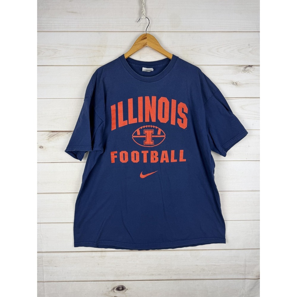 Vintage Illinois Fighting Illini Shirt Mens 2XL Blue NCAA Football Nike USA 90s